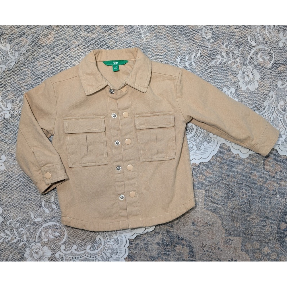 Canvas Utility Jacket Boys Size 3T Shacket Pockets Button Down Lined DIP Brand